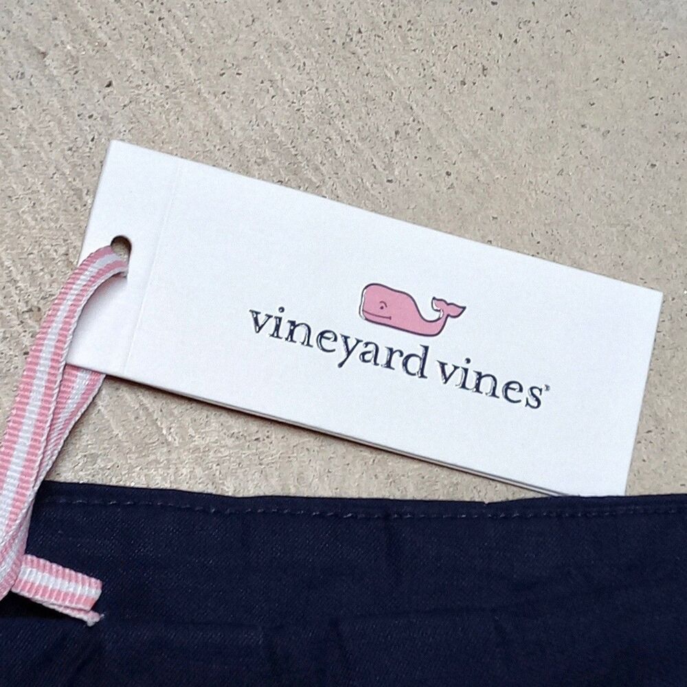 NWT Vineyard Vines 3" Skirty Shorts Womens Size 12 Navy Blue Linen Blend Pleated - Picture 2 of 9